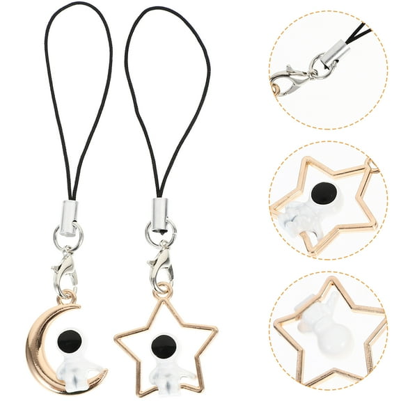PENIKOKO 2Pcs Cute Astronaut Phone Strap Assorted Color Phone Charm Keychain Accessory