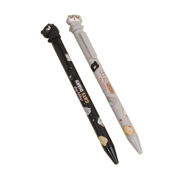2Pcs Adorable Themed Clickable Pen Ergonomic Grip Retractable Gel Pen For Students Daily Writing And Doodling