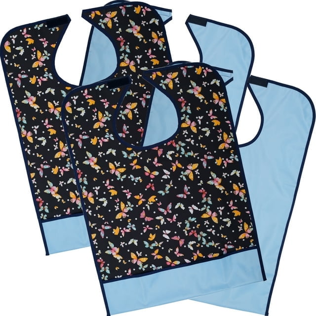 2Pcs Adult Bibs with Crumb Catcher, Washable and Reusable Clothing