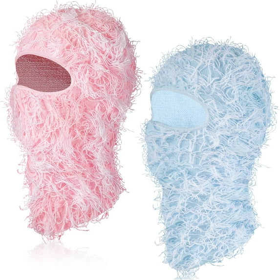 2Pcs Adult Distressed Balaclava Ski Mask Full Face Knitted Balaclava Windproof Cool Ski Mask for Cold Weather