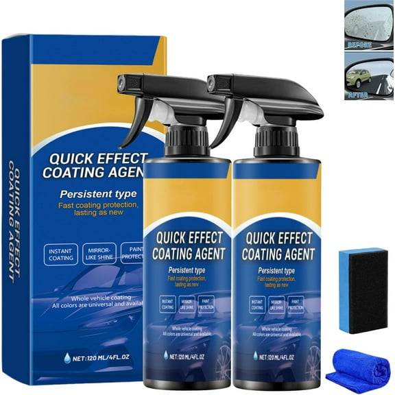 2Pcs Advanced Car Quick-acting Coating Agent Spray, 2025 New Quick Effect Coating Agent, Car Scratch Wax Sprays Waterless Wash, 3 in 1 High Protection Quickly Car Coatings Spray