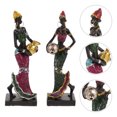 thumbnail image 1 of FRCOLOR African Tribal Figurines Lady Figurine Statue Assorted Color 2Pcs, 1 of 7