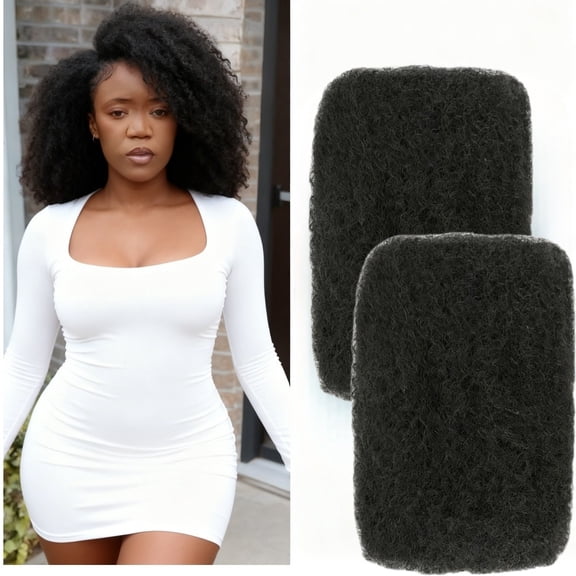 2Pcs Afro Kinky Curly Human Hair Bulk 12inch for Loc Extensions, Braiding, Mini Twists, Crochet & Loc Repair (Black-50g)
