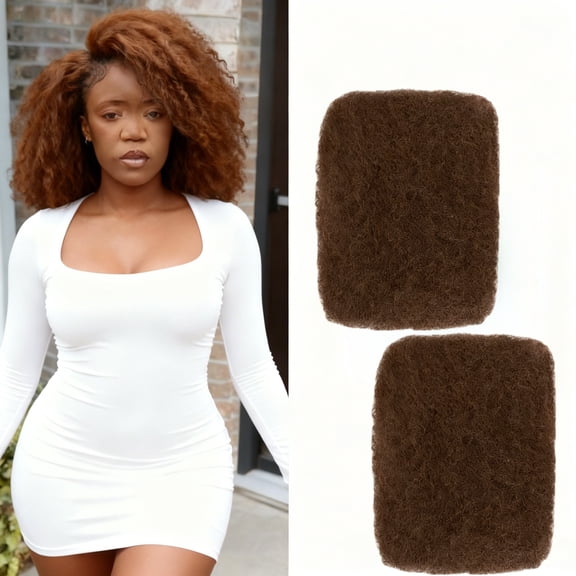 2Pcs Afro Kinky Curly Human Hair Bulk 12inch for Loc Extensions, Braiding, Mini Twists, Crochet & Loc Repair (Brown-50g)