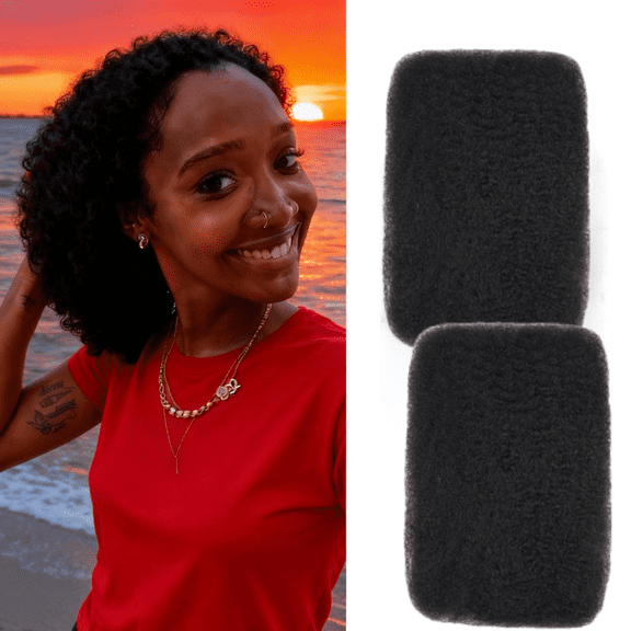 2Pcs Afro Kinkys Bulk Human Hair for Dreadlocks Extensions Repair, 12inch 50g Twist Braiding Afro Kinky Human Hair for Mini Twist Hair, Black