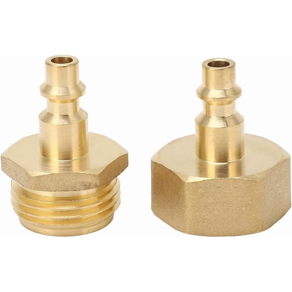 2Pcs Air Compressor 1/4in Adapter to Garden Hose 3/4in Threading Adapter for RV Motorhome Boat Camper Travel Trailer