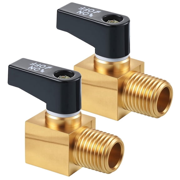 2Pcs Air Compressor Drain Valve, Air Tank Drain Valve Brass Mini Ball Valves 1/4 Inch NPT Male X NPT Femal