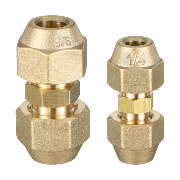2Pcs Air Conditioning Screw Connection Joint 3/8Inch and 1/4Inch Copper Pipe Butt Joint No Welding Extension Pipe Joint