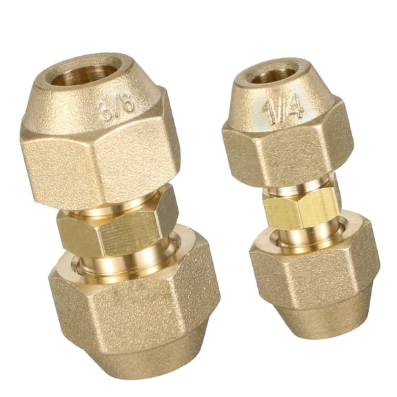 2Pcs Air Conditioning Screw Connection Joint 3/8Inch and 1/4Inch Pipe Butt Joint None Welding Extension Pipe Fitting