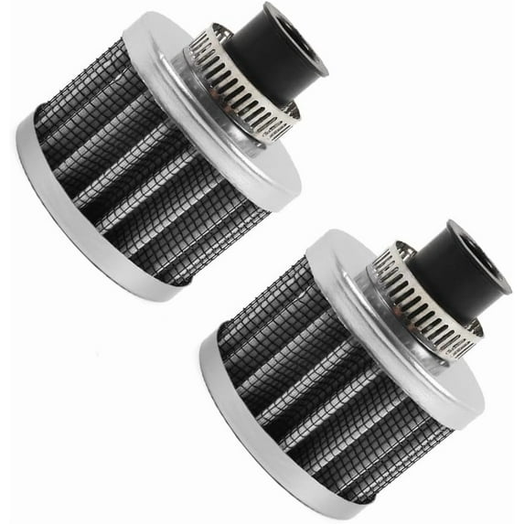 2Pcs Air Filter Cold Air Intake Filter Breather 12mm Valve Cover Breather Filter For Car and Motorcycle (Sliver)
