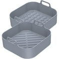 thumbnail image 1 of 2Pcs Air Fryer Silicone Liner with Handle Reusable Air Fryer Silicone Pan Square Air Fryer Silicone Pot Heat Resistant Air Fryer Silicone Tray Nonstick Air Fryer Liner Accessories for 6QT Air Fryer, 1 of 11