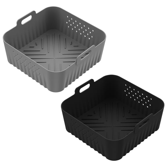 2Pcs Air Fryer Silicone Liner Non Stick Air Fryer Basket Reusable Silicone Pot Baking Tray Dishwasher Safe for Kitchen Oven Microwave