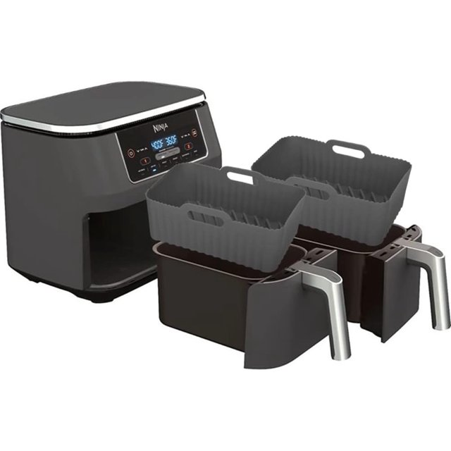 2Pcs Air Fryer Silicone Pot Rectangular For Ninja Foodi Dual Dz201 8Qt