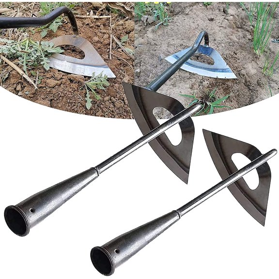 2Pcs All-Steel Hardened Hollow Garden Hoe, Durable Long Handle Weeding Tool for Backyard, Farm Planting, Loosening Soil, Sharp Weed Puller Tool for Gardening