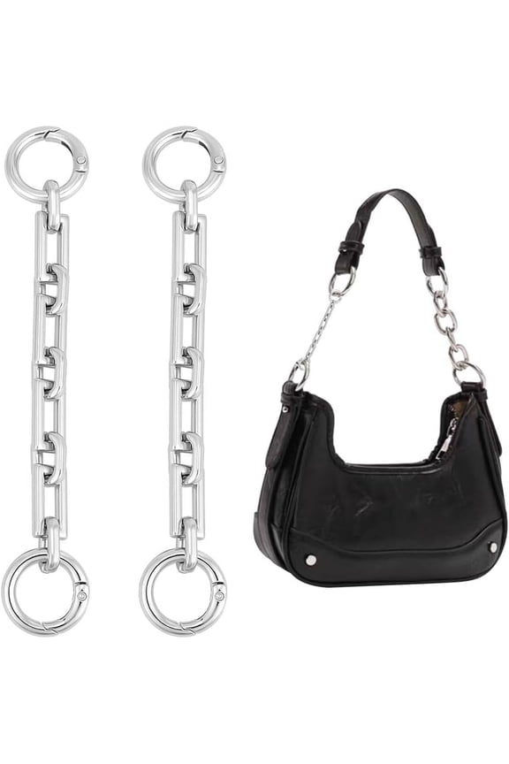 2Pcs Alloy Bag Strap Extender Chains with Spring Gate Rings Bag Replacement Accessories Platinum 14.5cm