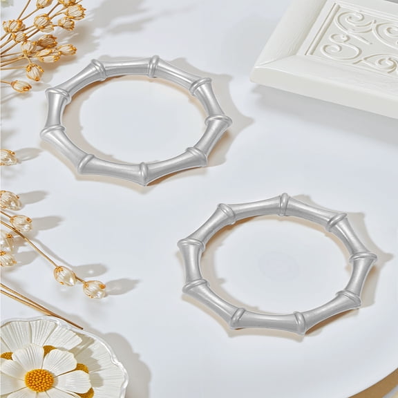 2Pcs Alloy Bamboo Joint Napkin Rings Reusable Napkin Holder Adornment Silver Elegant Table Decor for Dining Weddings Parties Home