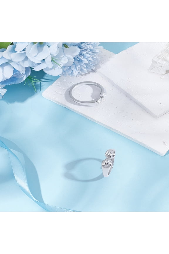 2Pcs Alloy Cuff Open Rings for Women Cat's Paw Platinum 5.5mm Inner Diameter: 17.2mm for DIY