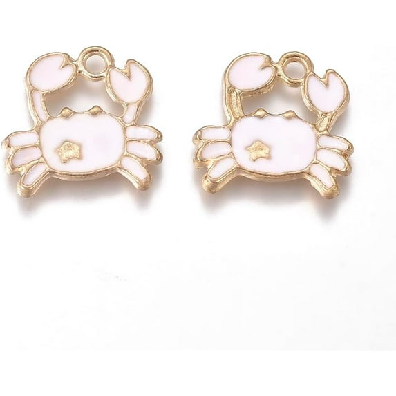 2Pcs Alloy Enamel Crab Pendants Golden Crab Metal Charms Pendant Lavender Blush Pendant Ornament for Women DIY Necklace Bracelet Jewelry Craft Making 16.3x16.5x1.8mm Hole: 2.4mm Lavender Blush