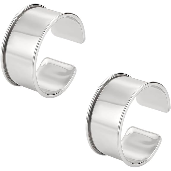 2Pcs Alloy Grooved Bangles Punk Style Wide Band Cuff Bangle for Gemstone Leather Inlay Bangle Making Platinum 1-3/8 inch(3.45cm) Hole: 1.4mm Inner Diameter: 2-3/8 inch(6cm)