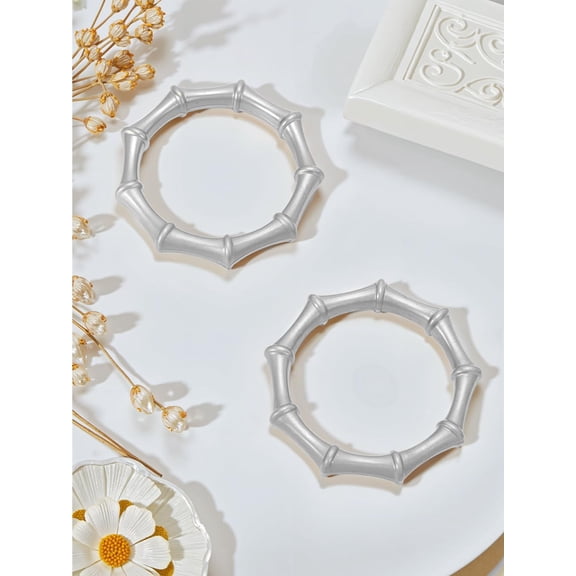2Pcs Alloy Napkin Rings Napkin Holder Adornment for Place Settings Bamboo Joint Silver 49x9mm