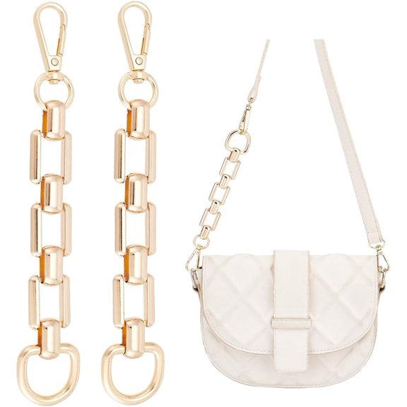 2Pcs Alloy Purse Extension Chains with D Ring & Swivel Clasps for Purse Handbag Light Gold 180x4.6mm Inner Diameter: 9mm & 20x20mm handmade