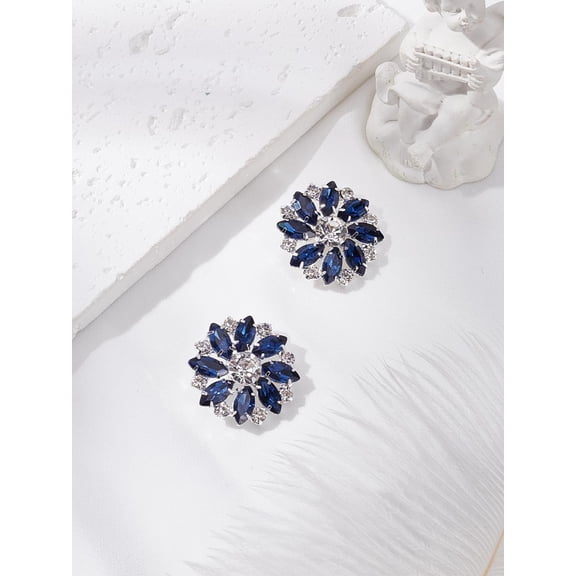 2Pcs Alloy Rhinestone Shank Buttons Flower Decorative Buttons with Glass 1-Hole Crafts Sewing Supplies for DIY Suits Shirt Pants Jeans 27.5x9.5mm Hole: 1.4mm grey