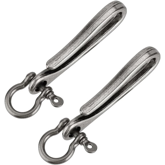 2Pcs Alloy Shackle Clasps with S Hook Clasps Car Keychain for Men Wallet Chain Accessory Antique Silver 67mm