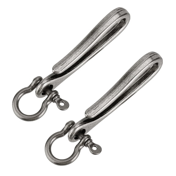 2Pcs Alloy Shackle Clasps with S Hook Clasps Car Keychain for Men Wallet Chain Accessory Antique Silver 85mm
