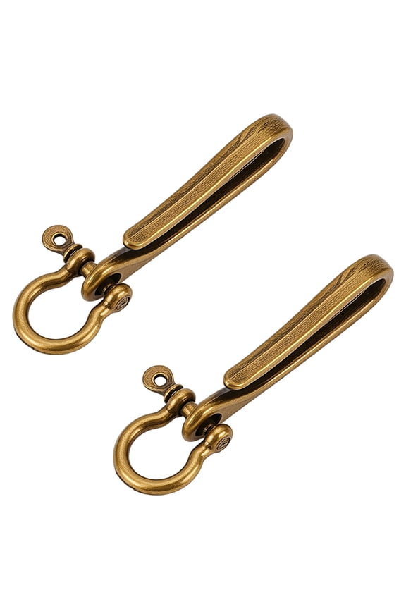 2Pcs Alloy Shackle Clasps with S Hook Clasps Car Keychain for Men Wallet Chain Accessory Bronze 76mm