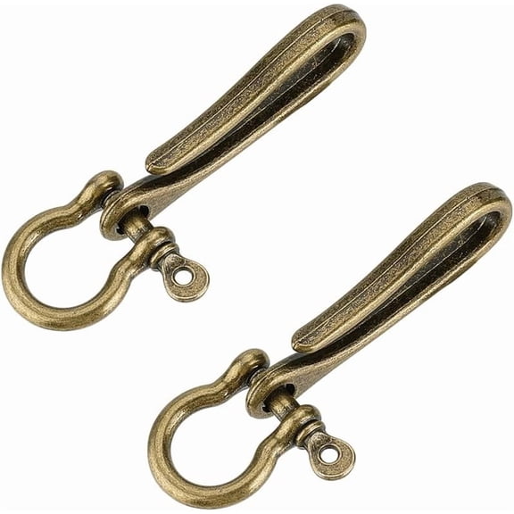 2Pcs Alloy Shackle Clasps with S Hook Clasps Car Keychain for Men Wallet Chain Accessory Bronze 85mm creative