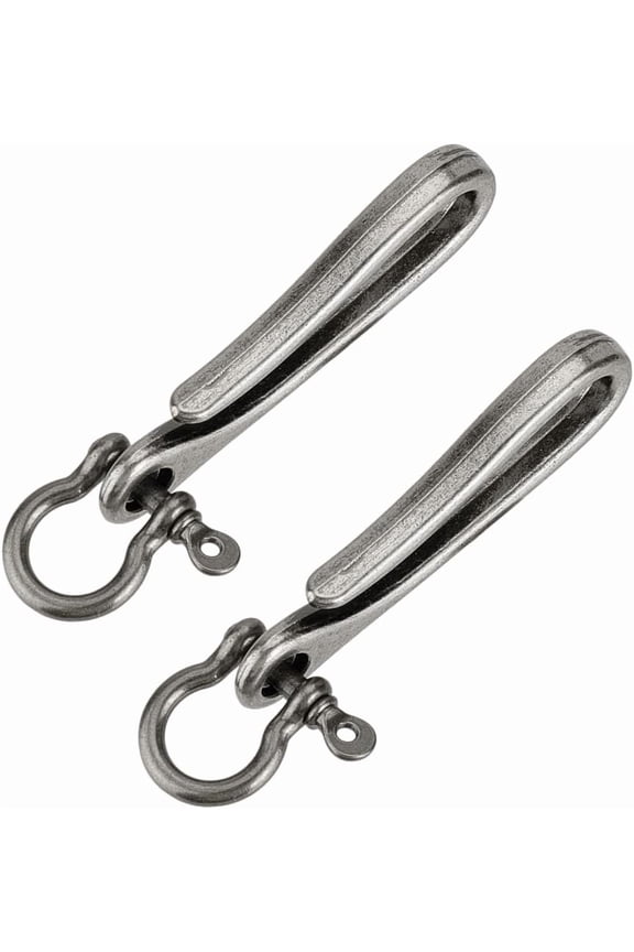 2Pcs Alloy Shackle Clasps with S Hook Clasps Car Keychain for Men Wallet Chain Accessory Silver 67mm for Handmade