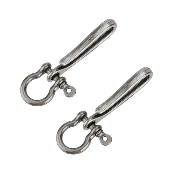 2Pcs Alloy Shackle Clasps with S Hook Clasps Car Keychain for Men Wallet Chain Accessory Silver 67mm