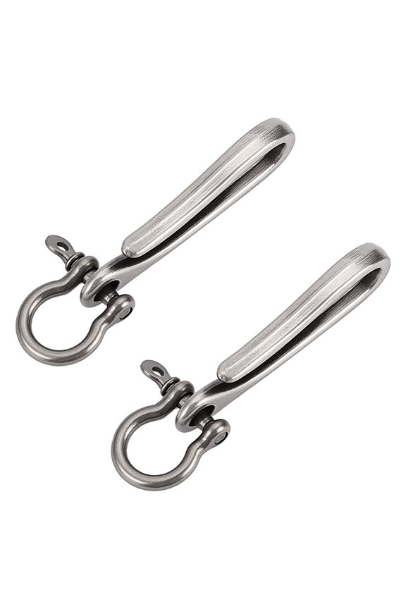 2Pcs Alloy Shackle Clasps with S Hook Clasps Car Keychain for Men Wallet Chain Accessory Silver 76mm