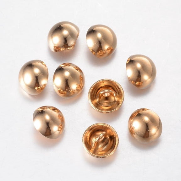 2Pcs Alloy Shank Buttons 1-Hole Dome Half Round Light Gold 0.79x0.39 Inch Golden
