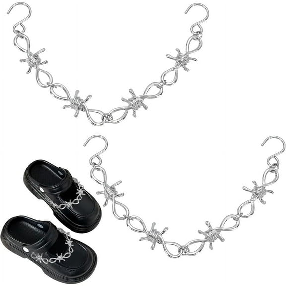 2Pcs Alloy Thorns Shoes Chain with S Shape Clasp Platinum 239mm