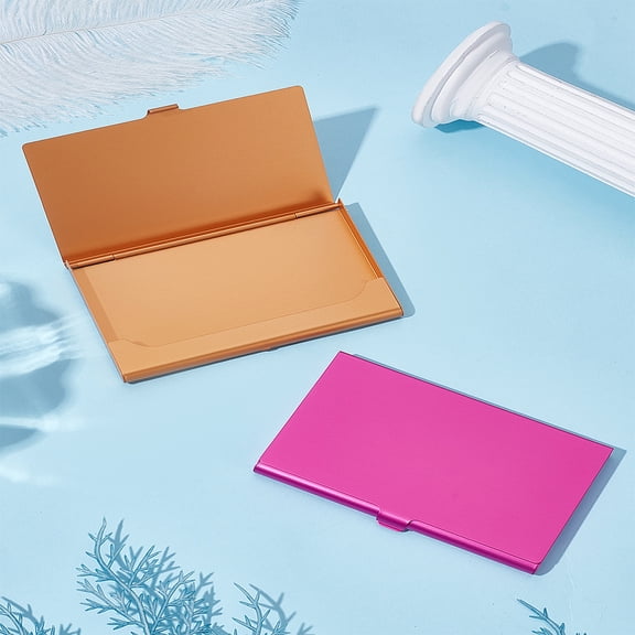 2Pcs Aluminium Alloy Business Cards Holder Case Box Card Organizer Stroage Box Rectangle Table Number Holders for Centerpieces