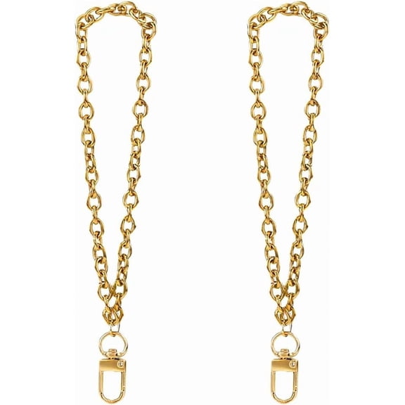2Pcs Aluminium Curb Chains Pendant Decorations with Alloy Swivel Clasps Golden 180~185mm 2pcs/set for DIY