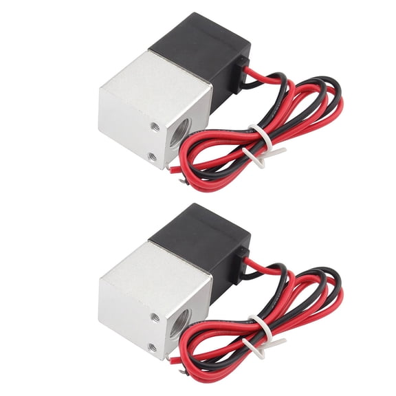 2Pcs Aluminum 1/4" Inch 2-Way Normally Closed Air Solenoid Valve for Use with Air, Gas, Liquid, Water 10 to 80