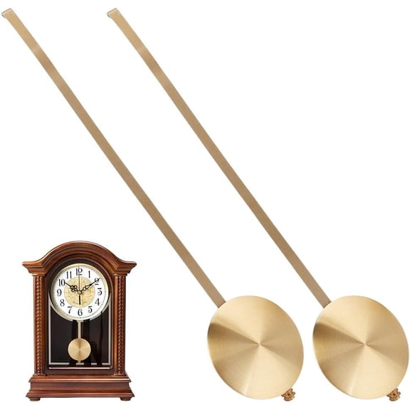 2Pcs Aluminum Adjustable Rod & Bob for Wall Clocks Light Gold 301x61x9.5mm