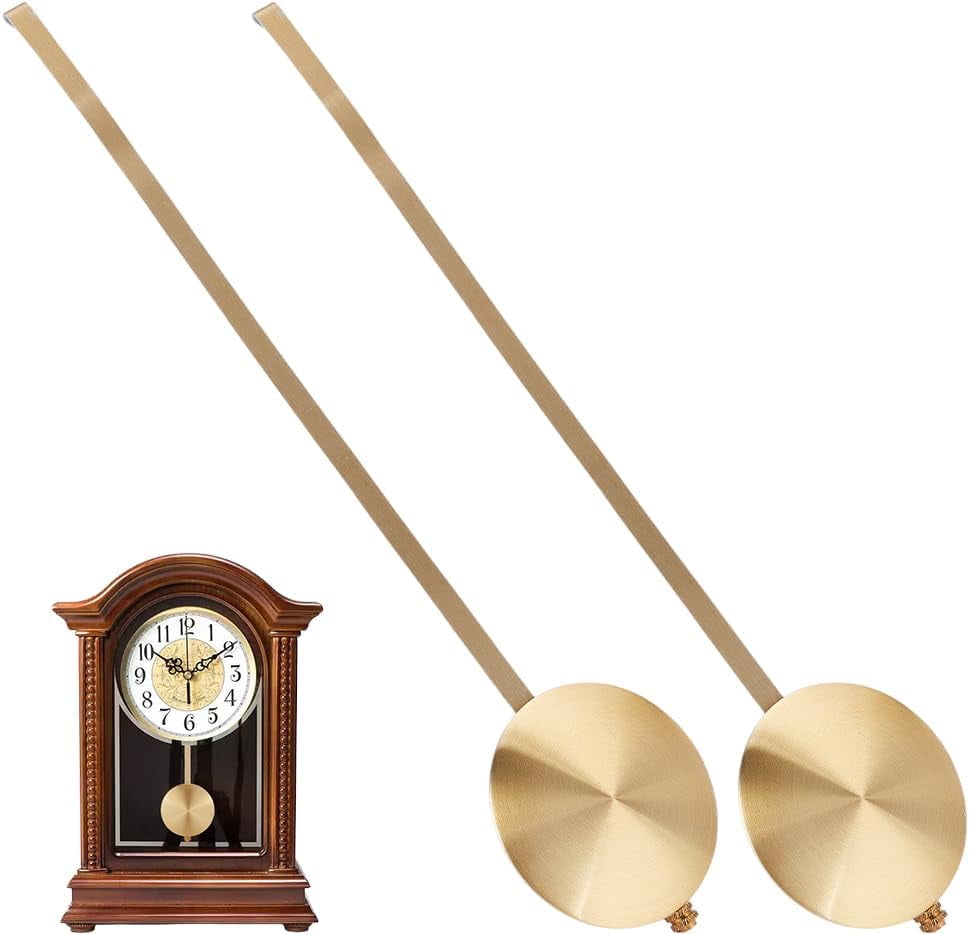 2Pcs Aluminum Adjustable Rod & Bob for Wall Clocks Light Gold 301x61x9 ...