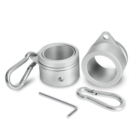 2Pcs Aluminum Alloy Flagpole Rings with Fixed Carabiner Hook 360 Degree Rotating Anti Wrap Flag Mounting Spinning Kit