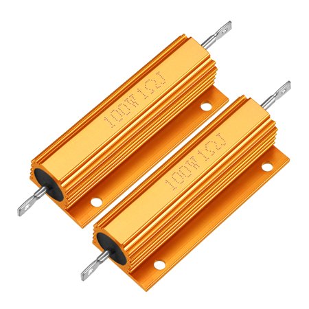 2Pcs Aluminum Case Resistor 100W 1Ohm Wirewound Yellow