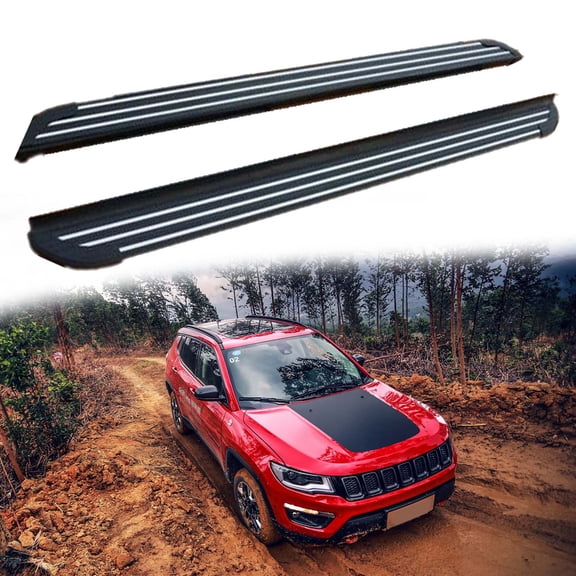 2Pcs Aluminum Running Boards Fit for Jeep Compass 2017 2018 2019 2020 2021 2022 2023 2024 2025 Fixed Nerf Bars Side Steps with Brackets (11)