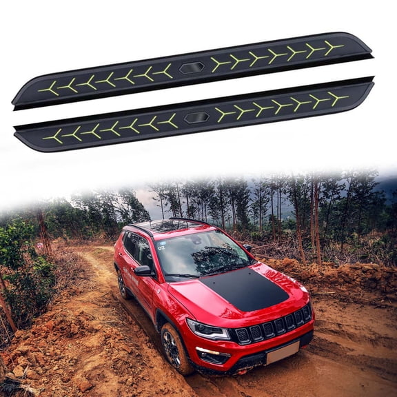 2Pcs Aluminum Running Boards Fit for Jeep Compass 2017 2018 2019 2020 2021 2022 2023 2024 2025 Fixed Nerf Bars Side Steps with Brackets (14)