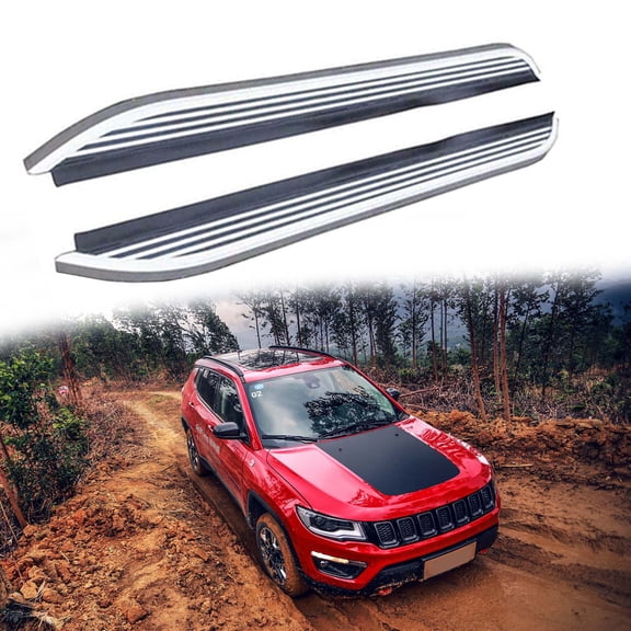2Pcs Aluminum Running Boards Fit for Jeep Compass 2017 2018 2019 2020 2021 2022 2023 2024 2025 Fixed Nerf Bars Side Steps with Brackets (16)
