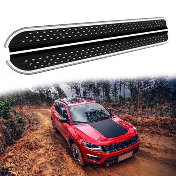 2Pcs Aluminum Running Boards Fit for Jeep Compass 2017 2018 2019 2020 2021 2022 2023 2024 2025 Fixed Nerf Bars Side Steps with Brackets (22)