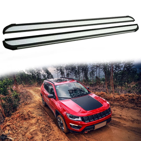 2Pcs Aluminum Running Boards Fit for Jeep Compass 2017 2018 2019 2020 2021 2022 2023 2024 2025 Fixed Nerf Bars Side Steps with Brackets (25)