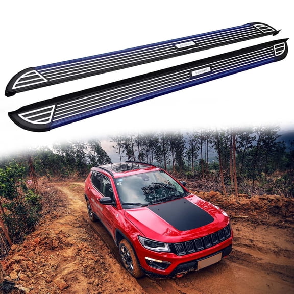 2Pcs Aluminum Running Boards Fit for Jeep Compass 2017 2018 2019 2020 2021 2022 2023 2024 2025 Fixed Nerf Bars Side Steps with Brackets (25)