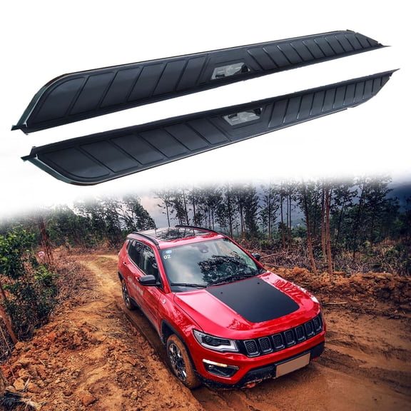 2Pcs Aluminum Running Boards Fit for Jeep Compass 2017 2018 2019 2020 2021 2022 2023 2024 2025 Fixed Nerf Bars Side Steps with Brackets (25)