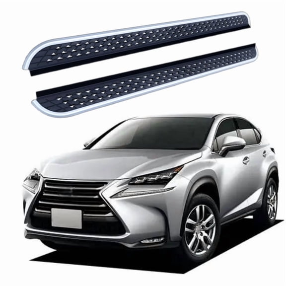 2Pcs Aluminum Running Boards Fixed Nerf Bars Side Steps with Brackets Compatible with Lexus NX NX200 NX300h 2015-2021(LB)